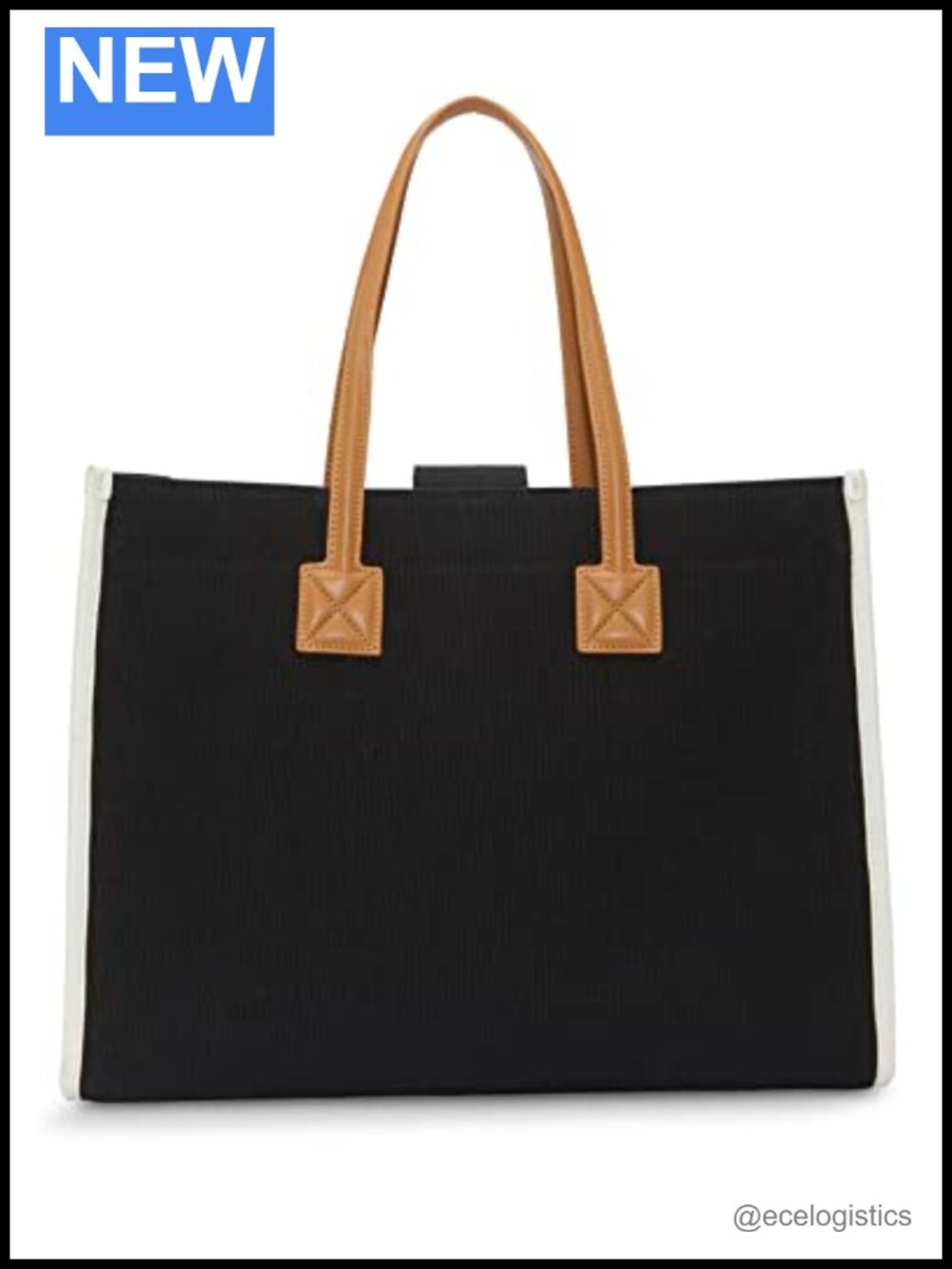 Canvas Leather Tote Bag Magnetic Closure Shoulder Handbag